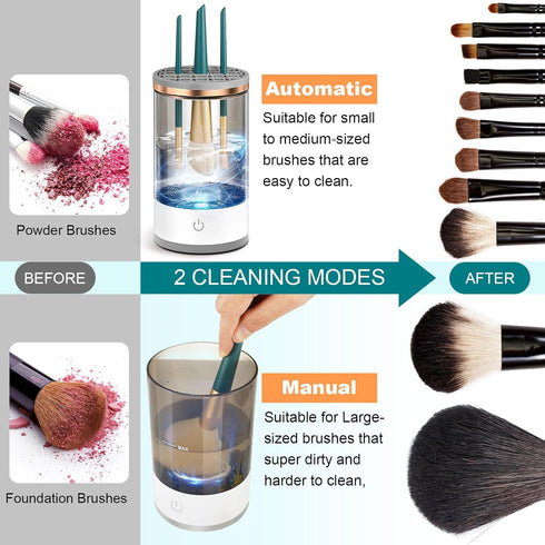 Makeup Brush Cleaner, 2024 Upgraded Cosmetic Brush Cleaner Machine Brush Blender - Automatic Spinning Makeup Brush Cleaner Fit for All Size Make u...