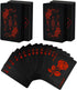 Joyoldelf Black Playing Cards with Rose Pattern, 2pcs Deck of Cards, PVC Plastic & Waterproof Playing Cards, Cool Card Decks Suitable for Family o...