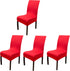 4 Pieces Spandex Stretch Washable Dining Room Chair Cover Chairs Protector Seat Slipcovers for All Seasons (Red, 4)...