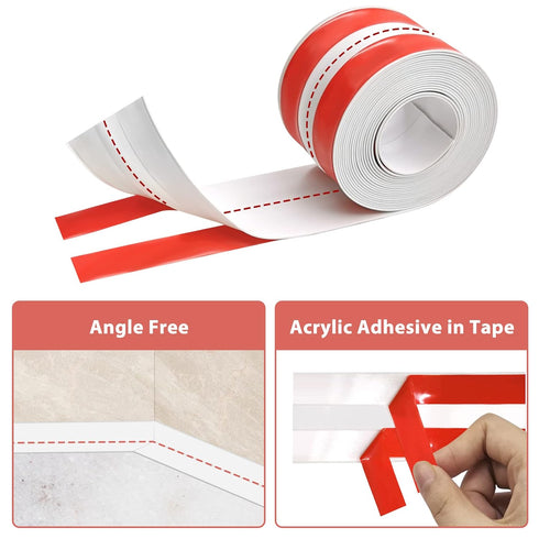 SNAILGARDEN 2 Rolls Bath Sealant Strip, Acrylic Adhesive Caulk Strip with 2-Strips Tapes, Waterproof Sealant Tape with 2Pcs Caulking Tools for Bat...