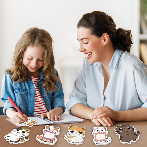600Pcs Cute Cat Sticky Notes, Cartoon Cat Animal Sticky Notes Kawaii Sticky Note Pads Self-Stick Memo Pads Cat Shapes Memo Notes for Cat Lovers St...
