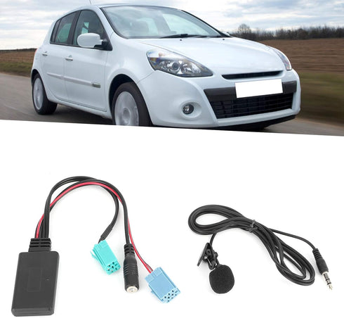 Bluetooth Audio Adapter,DC12V 6Pin Bluetooth Audio Cable Car Stereo AUX-in Adapter with Microphone ABS Fit for Renault Clio/Espace/Megane...