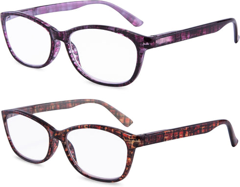 EYEGUARD 2 Pairs Reading Glasses for Women Ultra Clear Spring Hinge Readers +3.00...