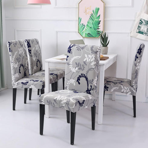 HZDHCLH Chair Covers for Dining Room Set of 4,Stretch Spandex Grey Parsons Chair Slipcover 4 Pack,Removable Washable Dining Chair Cover,Anti-dust ...