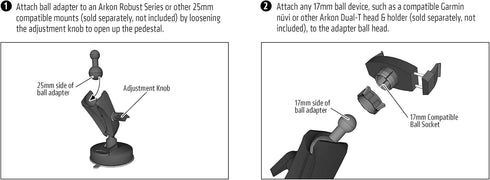 ARKON Mounts 25mm Ball to 17mm Ball Adapter SP25MM17...