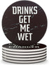 Clever & Funny Coasters for Drinks Absorbent with Box Holder - 6 Piece Ceramic Black Marble Coaster Set - Man Cave Decor...