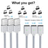 Magnetic Charging Cable 3A Fast Charging(3 Pack,6.6/6.6/6.6ft) 3 in 1 Magnetic Phone Charger with LED Light, Nylon Braided, for Lightning/USB-C/Mi...