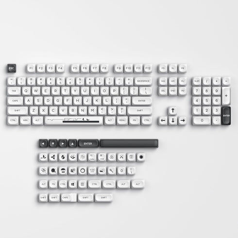 White PBT Dye Sublimation Keycaps MOA Keycaps, 145 Keys Custom Keycaps, Minimalist Keycaps Set for US Layout Cherry MX Swithes Mechanical Keyboard...