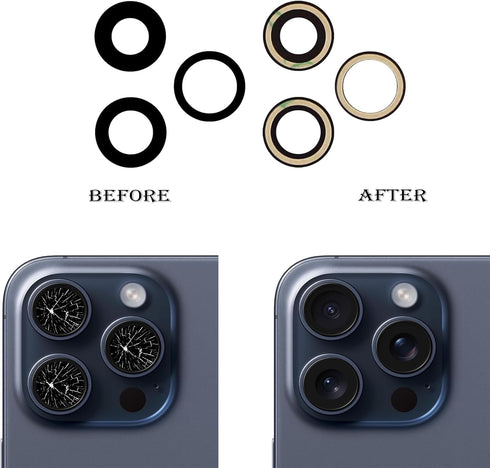 3pcs/Set Back Camera Lens Glass Replacement for iPhone 15 Pro 6.1inch Camera Lens Replacement with Pre-Installed Adhesive + Repair Tool Kit, Anti-...