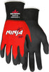 MCR Safety Ninja BNF N96970XL Work Gloves, 18 Gauge NylonSpandex Shell, Breathable Nitrile Foam(BNF) Coated Palm & Fingertips, X-Large, Black/Red...