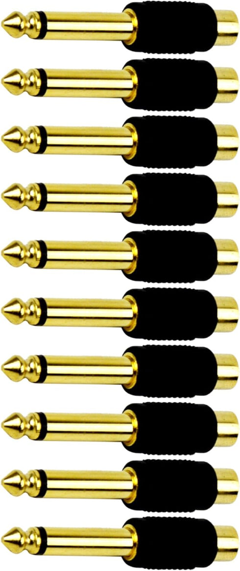 CESS 6.35mm 1/4 Inch TS Plug to RCA Female Jack Audio Adapter, Gold Plated (10 Pack)...