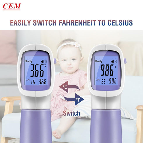CEM DT-8806 Digital Thermometer for Adults and Kids, No Touch Forehead Thermometer for Baby, 2 in 1 Body Surface Mode Infrared Thermometer with Fe...