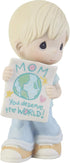 Precious Moments "Mom, You Deserve The World Hand-Painted Porcelain Figurine - 203006, Unique Mother's Day, Birthday, and Holiday Decor Keepsake...