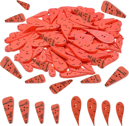 200 Pieces Christmas Carrot Nose Buttons Christmas Wooden Buttons DIY Ornament Christmas Snowman DIY Decoration Craft, 4 Sizes, 2 Styles...