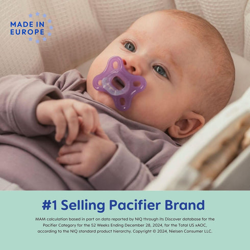 MAM Comfort Baby Pacifiers, Lightweight One-Piece Full Silicone Binky for Newborns 0-3 Months, BPA-Free Nipple, Easy to Clean Pacifier, Best for B...