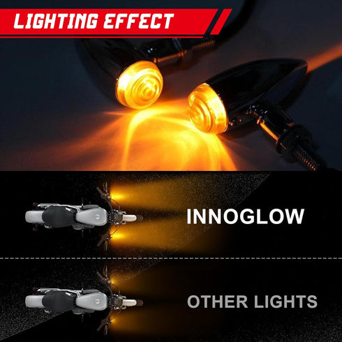 INNOGLOW Motorcycle Bullet Turn Signals Light Universal Front Rear Blinker Indicator for Suzuki Yamaha Kawasaki Harley Davidson Choppers/Cruisers ...