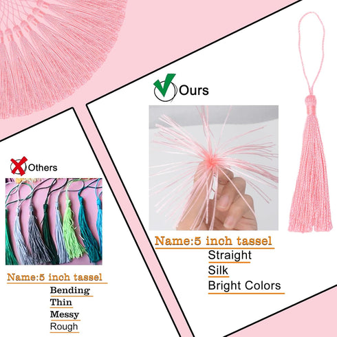 Aokbean 100pcs 5 Inches Handmade Silky Floss Soft Craft Bookmark Tassels with Loops for DIY, Jewelry Making, Graduation Tassel,Bookmarks,Souvenir ...