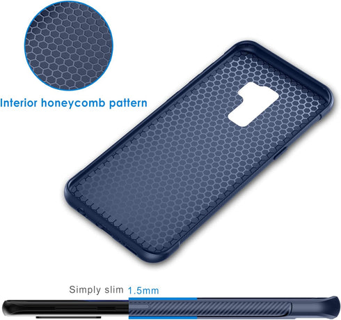 JETech Slim Fit Case for Samsung Galaxy S9+ Plus, Thin Phone Cover with Shock-Absorption and Carbon Fiber Design (Blue)...