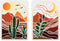 FINGERINSPIRE 2 Pcs Sun and Moon Painting Stencils 11.7x8.3 inch Boho Sunrise Themes Plastic Templates Cactus Leaves Stars Pattern Stencils Reusab...