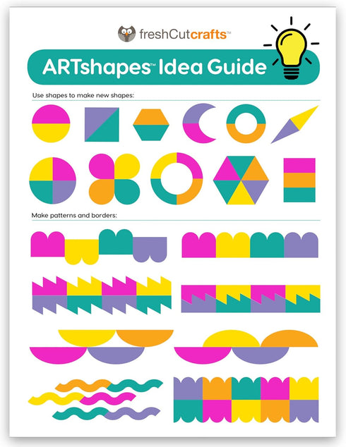 ARTshapes 840 pc Creative Paper Shapes Pack with 70+ Idea Guide - US Made Card Stock - Punch Out Funky DIY Craft Supplies for Whimsical Art Design...