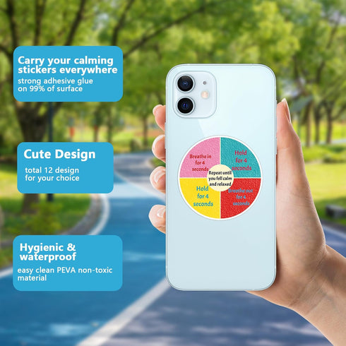 96 Pcs Breath Calm Anxiety Sensory Stickers Reusable Mindfulness Stickers Calming Strips Adhesive Sensory Strips for School Office Classroom Desk ...