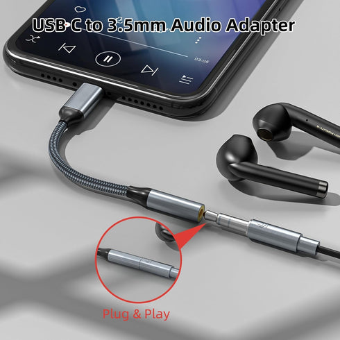 USB-C to 3.5mm Headphone Jack Adapter (2 Pack), USB-C to Aux Audio Dongle Cable, Compatible with iPhone 15 Pro Max/15 Pro/15, Samsung Galaxy S24/S...