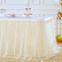 Suppromo 9ft Champagne Tulle Table Skirts for Rectangle Tables or Round Tables Champagne Tutu Table Cloth Cover for Wedding Birthday Party Baby Sh...