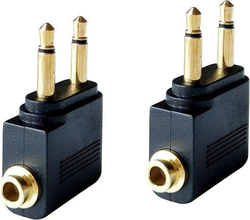 Dual 3.5mm Male to 3.5mm Female Airplane Headphone Adapter Gold Plated (2 Pack)...