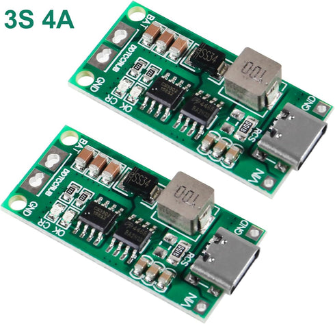 2PCS Type C BMS 2S 3S 4S 1A 2A 4A 18650 Lithium Battery Charger Board USB C Step-up Boost Module for Li-Po Polymer Power Bank (3S 4A)......