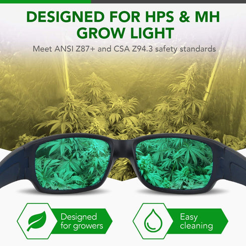 iPower GLGLSSBLUEV1 Grow Room Glasses Indoor Hydroponics Goggles HPS MH Light Reflection, 1-Pack MH&HPS, Blue...
