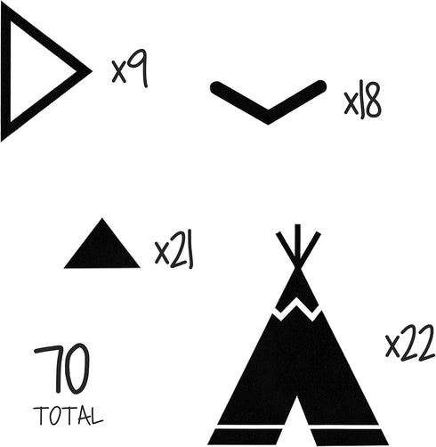 Tents Wall Decals Peel and Stick for Kids, Baby Bedroom Nursery and Living Room, Tribal TeePees Vinyl Wall Stickers Decor (Black)...