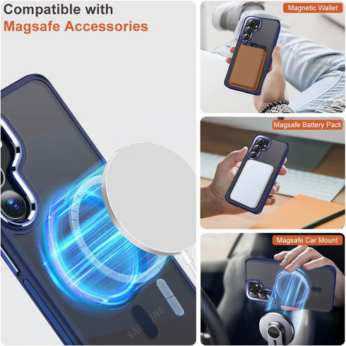 for Samsung Galaxy S23 FE Case compatible with Magsafe - Dual color design Shockproof Protection with Anti-Slip Strip, Magnetic Translucent Phone ...