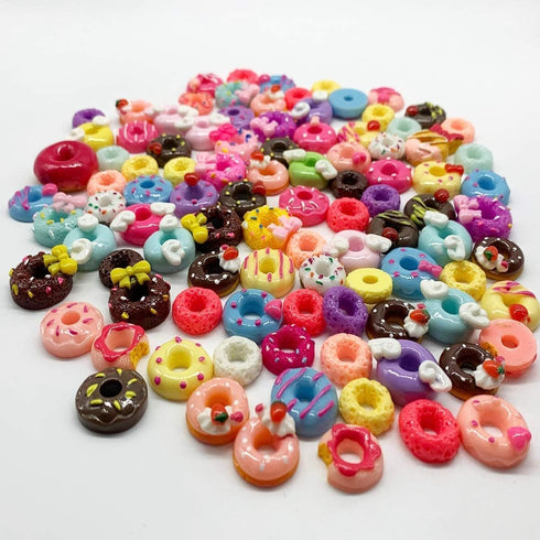 50 Pcs Slime Charms DIY Craft Making Kit, Resin Flatback Slime Beads, Doughnut, Mints, Pretzels, Fruit Loops...