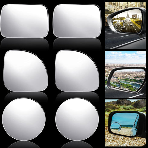 Frienda 6 Pcs 2" Blind Spot Blind Side Mirrors, Convex 360° Wide Rear View Mirrors for Car SUV and Truck(Fan, Round, Rectangle Shape)...