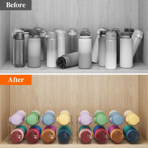 Lifewit Stackable Water Bottle Organizer/Holder for Cabinet Fridge, Kitchen Pantry Organization and Storage, Plastic Wine Racks, Tumbler Travel Mu...
