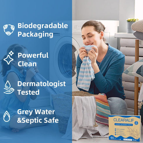 Laundry Detergent Sheets Up to 60 Loads, Fresh Linen - Great For Travel, Apartments, Dorms, No Plastic, Sustainable, Biodegradable-New Liquid-Less...