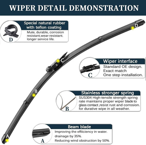 Windshield Wiper Blade Replacement for Chevrolet Traverse 2012-2017 GMC Acadia Buick Enclave 2005-2010 PONTIAC G6 2008-2011 Buick Lucerne-Original...