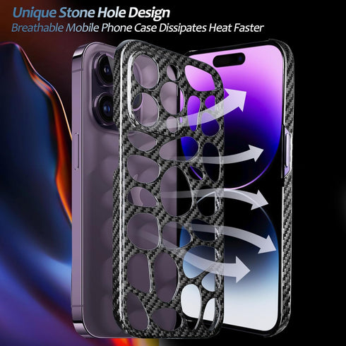 for iPhone 14 Pro Case,Glass Carbon Fiber for iPhone 14 Pro Case 6.1",Phone Case Light Slim 3D Stereo Heat Dissipation for 14 Pro Case,Support Wir...