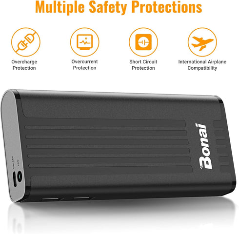 BONAI 10000mAh Portable Charger for Heated Vest, 5V 2.1A Battery Pack for Heated Jacket with Dual USB Output & LED Flashlight for iPhone iPad iPod...