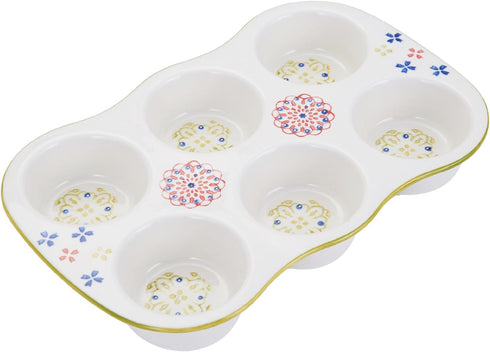 Pfaltzgraff Pink/Green Ceramic Muffin Tray, 12-Inch...