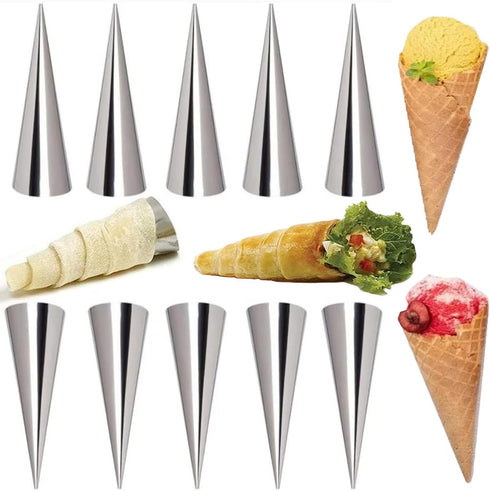 10 Pack Large Cream Horn Forms 5-inch, Non-stick Cream Horns Pastry Mould Croissant Baking Forms for Baking Croissants Bead, Chocolate Croissant, ...