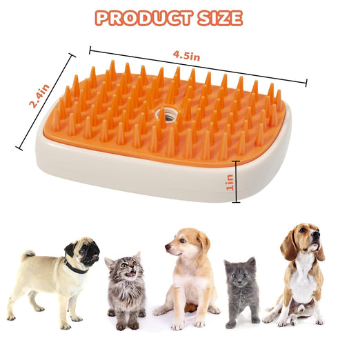 3 in 1 Steam Cat Hair Brush: Spray, Massage and Bath Cleaning for Dogs and Cats, Soft Silicone Brush for Hair Removal, Self-Cleaning Feature for E...