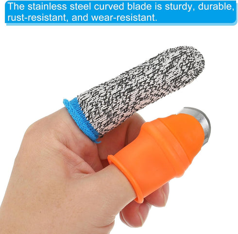 PATIKIL Large Silicone Thumb Knife Kit, 2 Set/4Pcs Harvesting Plant Knife Finger Guard Protector Gardening Trim Tools for Picking Fruit Vegetable,...