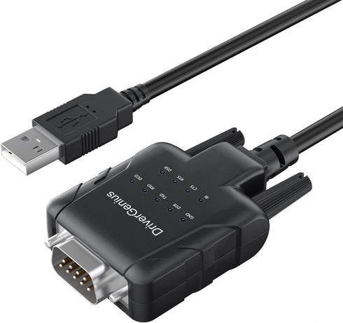 DriverGenius USB to Serial RS232 DB9 Adapter Cable with 9 x LED Indicators - Prolific PL2303 - for Windows 11, macOS 14 Sonoma, Linux (USB232A-E-A...