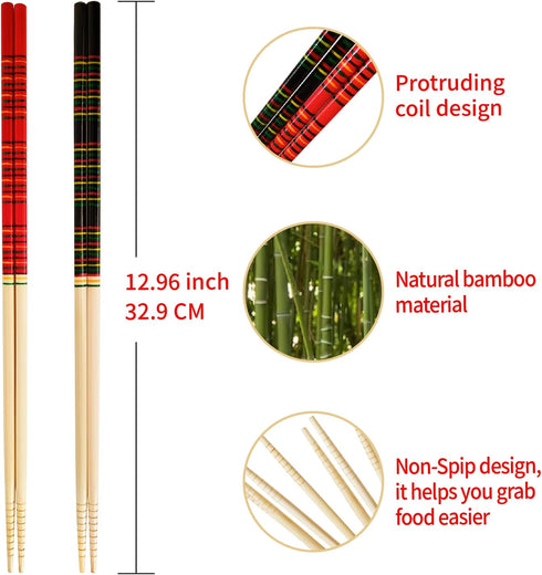 Bamboo Noodles Kitchen Cooking Frying Chopsticks 13.0 Inches Long Set of 2 Pairs Fsc Certificated Eco-Friendly...