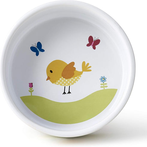 PetRageous 17011 Early Bird Stoneware Dishwasher Safe Cat Bowl with 2-Cup Capacity 5-Inch Diameter 2-Inch Tall for Small Cats or Large Cats, White...