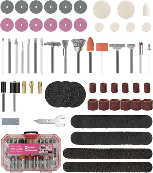HARDELL Rotary Tool Accessories, 227pcs Power Rotary Tool Accessories Kit, 1/8"(3.2mm) Diameter Shanks, Universal Fitment for Easy Cutting, Polish...