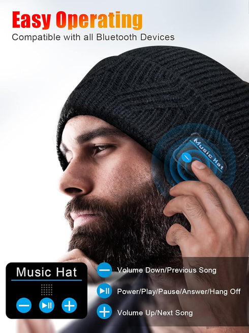 Bluetooth Beanie with Light, Mens Valentines Gifts, Valentines Day Gifts for Him Boyfriend Husband, Gifts for Men...