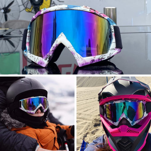 Motorcycle Goggles ATV Goggles Motocross Goggles Windproof Dirt Bike Goggles Dustproof Off Road Goggles Scratch Resistant PU Helmet MX Goggles Ski...