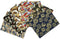 Japanese Fabric,Asian Fabric Squares 6 PCS,6 Different Black Japanese Wrapping Cloth Fish Floral Red Crowned Crane Patterned Fabric Bundles 19.6 x...
